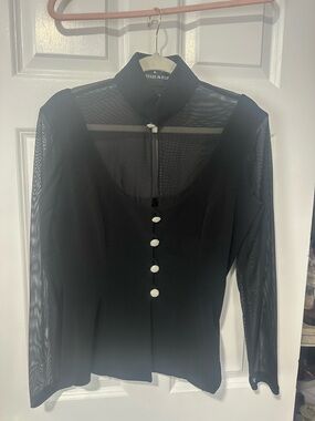 Vintage Susan by Night Black shirt with silver buttons